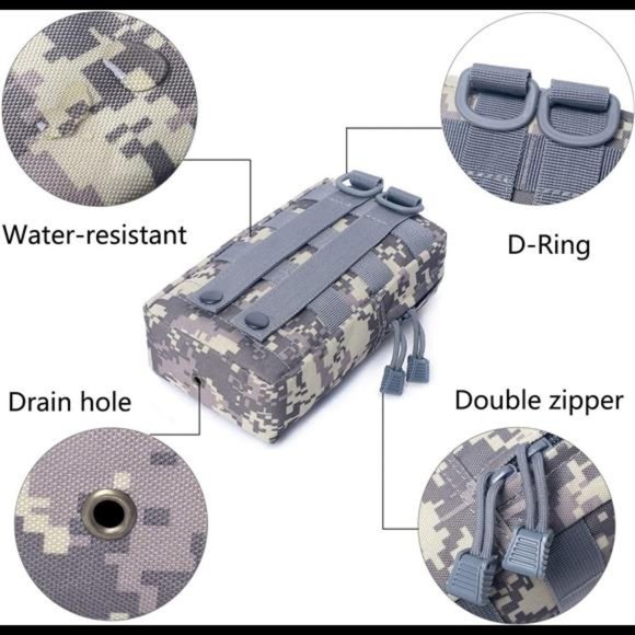 Set of 2 Pack Molle Tactical Compact Water-Resistant EDC Pouches Durable Nylon - Picture 3 of 4